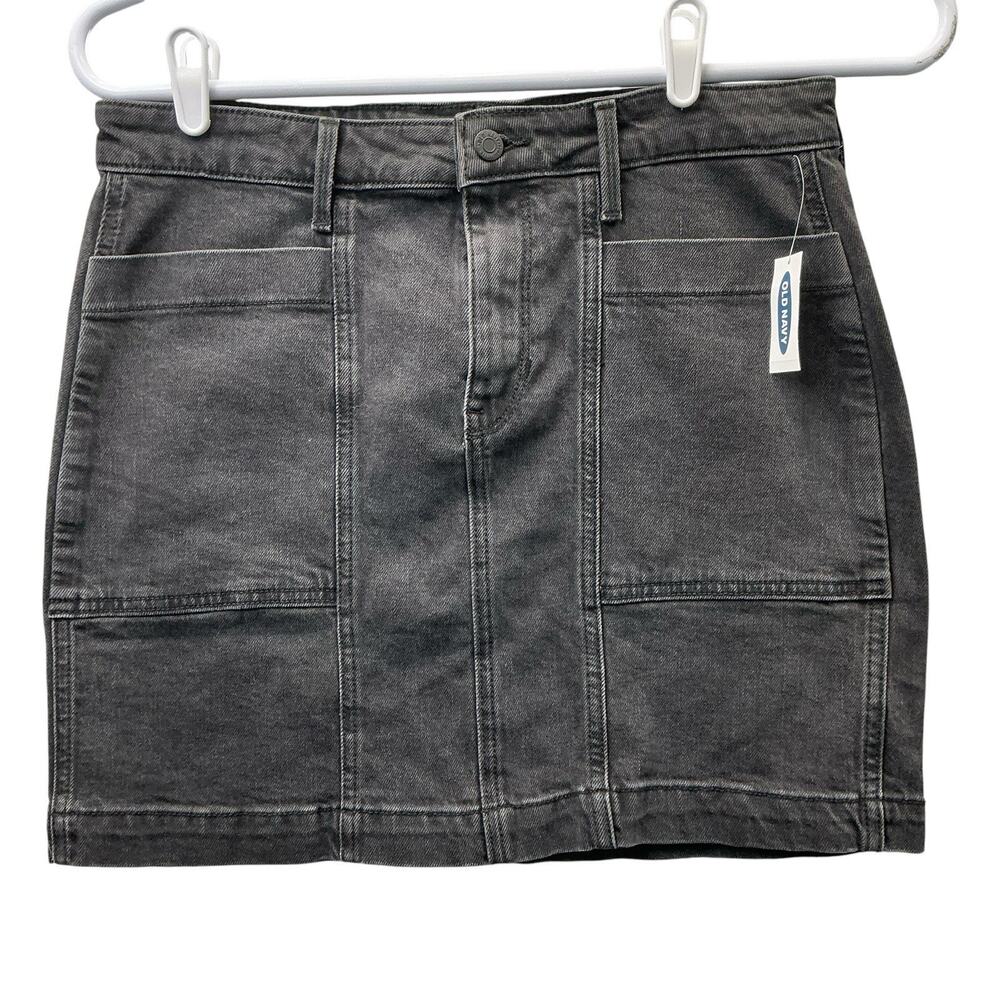 Old Navy Size 8 Womens Black Skirt Denim Jean Short Stretch New NWT